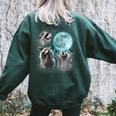 Raccoon Shirt 3 Racoons Howling At Moon Weird Cursed Women's Oversized Sweatshirt Back Print Forest