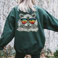Raccoon With Sunglasses Retro Raccoon Animal Lover Women's Oversized Sweatshirt Back Print Forest
