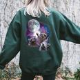 Raccoons Howling At The Moon Shirt Raccoon Women's Oversized Sweatshirt Back Print Forest