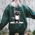 Retro Raccoon Rock Music Men Kids Women Raccoon Women's Oversized Sweatshirt Back Print Forest