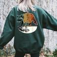 Retro Trashpanda On The Half Moon Vintage Raccoon Women's Oversized Sweatshirt Back Print Forest
