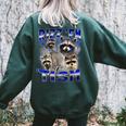 Rizz Em With The Tism Meme Autistic Raccoon Rizz Women's Oversized Sweatshirt Back Print Forest