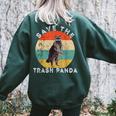Save The Trash Panda Raccoon Animal Retro Vintage Sunset Women's Oversized Sweatshirt Back Print Forest