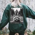 Scared Raccoon & Bigfoot Back Print Women's Oversized Sweatshirt Forest