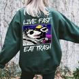 Street Cats Trash Pandas Enthusiasts Live Fast Eat Trash Panda Raccoon Opossum Enthusiasts -Adults Cotton Blend Women's Oversized Sweatshirt Back Print Forest