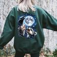 Three Animal Moon Women's Oversized Sweatshirt – Back Print Forest