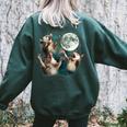 Three Possum Moon 3 Opossum Weird Cursed Meme Women's Oversized Sweatshirt Back Print Forest