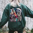 Three Racoon Moon 3 Racoon Moon Cursed Meme Women's Oversized Sweatshirt Back Print Forest