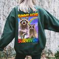 Tummy Ache Survivor Raccoon Small Women's Oversized Sweatshirt Back Print Forest