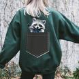 Women's Oversized Sweatshirt - Cute Pocket Raccoon Print | Cozy Casual Wear Forest