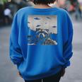 Alien UFO Oversized Back Print Sweatshirt for Women | Adventure Style Royal Blue