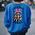 Colorful Raccoon Oversized Sweatshirt - Small Women's Back Print Royal Blue