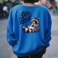 Cute Feral Panda Raccoon Costume Oversized Sweatshirt | Back Print Royal Blue