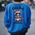 Cute Feral Raccoon Oversized Sweatshirt for Women - Summer Humor Royal Blue