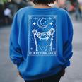 In My Feral Era Raccoon With Moon Trash Panda Women's Oversized Sweatshirt Back Print Royal Blue