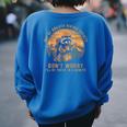 Hiking Raccoon Vintage Women's Oversized Sweatshirt | Back Print Royal Blue