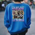 I'm Not Part Of The Problem Raccoon Meme Bootleg Women's Oversized Sweatshirt Back Print Royal Blue