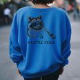 A Little Feral Raccoon With Moon Animal Raccoon Trash Panda Women's Oversized Sweatshirt Back Print Royal Blue