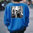 Raccoon & Bigfoot Selfie Women's Oversized Sweatshirt | Novelty Print Royal Blue