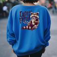 Raccoon Coffee Lover Vintage Sweatshirt - Women's Oversized Back Print Royal Blue