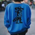 Raccoon Cowboy Western Oversized Sweatshirt - Unisex Back Print Royal Blue