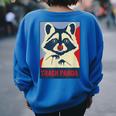 Raccoon Lover Oversized Women's Sweatshirt - Wildlife Cozy Back Print Royal Blue