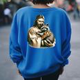 Raccoon Lover Sweatshirt - Vintage Jesus & Raccoon | Women's Oversized Royal Blue