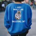 Raccoon Lover Women's Oversized Sweatshirt - Cute Back Print Royal Blue