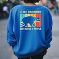 Raccoon For Men Women Raccoon Lover Introvert Women's Oversized Sweatshirt Back Print Royal Blue