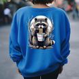 Raccoon Noodle Cup Back Print Sweatshirt - Oversized for Women & Men Royal Blue