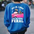 Raccoon Opossum Meme Oversized Sweatshirt for Women | Fun Back Print Royal Blue