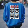 Raccoon Rock Band Concert Oversized Women's Sweatshirt - Back Print Royal Blue