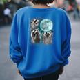 Raccoon Shirt 3 Racoons Howling At Moon Weird Cursed Women's Oversized Sweatshirt Back Print Royal Blue