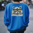 Raccoon With Sunglasses Retro Raccoon Animal Lover Women's Oversized Sweatshirt Back Print Royal Blue