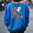 Raccoons Howling At The Moon Shirt Raccoon Women's Oversized Sweatshirt Back Print Royal Blue