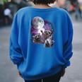 Raccoons Howling At The Moon Shirt Raccoon Women's Oversized Sweatshirt Back Print Royal Blue
