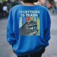 Retro Raccoon Camping Sweatshirt - Women's Oversized Back Print Royal Blue
