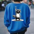 Retro Raccoon Rock Music Men Kids Women Raccoon Women's Oversized Sweatshirt Back Print Royal Blue