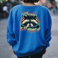 Retro Raccoon Women's Oversized Sweatshirt - Live Fast Eat Trash Royal Blue