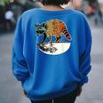 Retro Trashpanda On The Half Moon Vintage Raccoon Women's Oversized Sweatshirt Back Print Royal Blue
