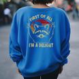 Sarcastic Raccoon Lover Oversized Women's Sweatshirt | Whimsical Back Print Royal Blue