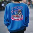 Strawberry Jams But My Dont Raccoon Women's Oversized Sweatshirt Back Print Royal Blue