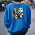 Three Possum Moon 3 Opossum Weird Cursed Meme Women's Oversized Sweatshirt Back Print Royal Blue
