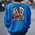 Three Racoon Moon 3 Racoon Moon Cursed Meme Women's Oversized Sweatshirt Back Print Royal Blue