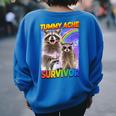 Tummy Ache Survivor Raccoon Small Women's Oversized Sweatshirt Back Print Royal Blue