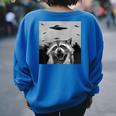 UFO Raccoon Sweatshirt - Fun Back Print | Unisex, Oversized Royal Blue