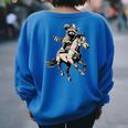 Western Cowboy Raccoon Women's Sweatshirt - Vintage 90s Back Print Royal Blue