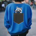 Women's Oversized Sweatshirt - Cute Pocket Raccoon Print | Cozy Casual Wear Royal Blue