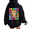 100Th Day Of School You Must Be Kitten Cat Lover Groovy Women Oversized Hoodie Back Print Black