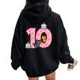 10Th Birthday Cats On Number 10 Kawaii Bday Kitten Girls Kid Women Oversized Hoodie Back Print Black